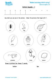 Worksheets for kids - initial sounds-l